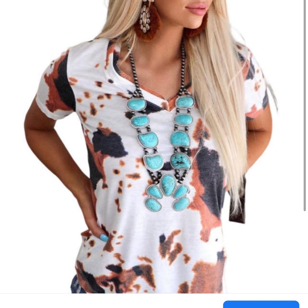 Southwestern Cow Print Top
